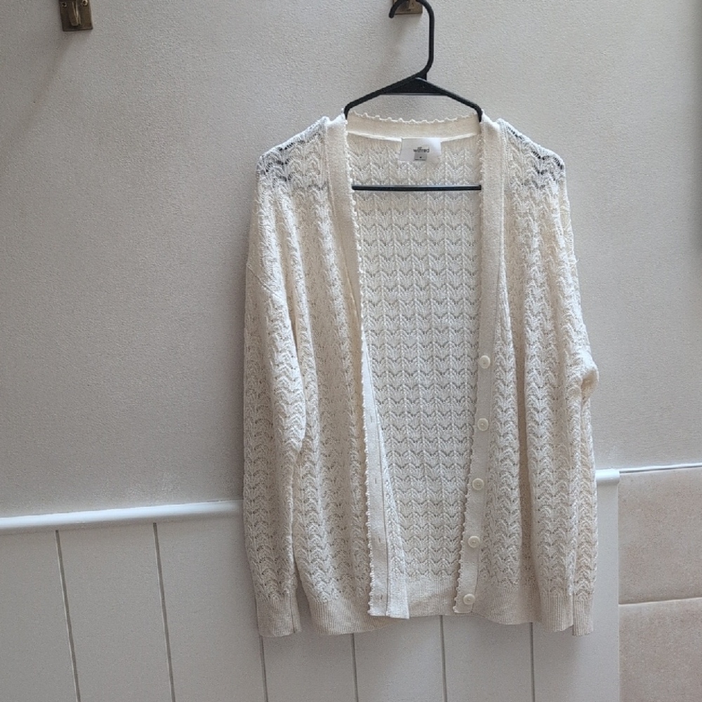 Wilfred Cream Openwork Button-Front Cardigan